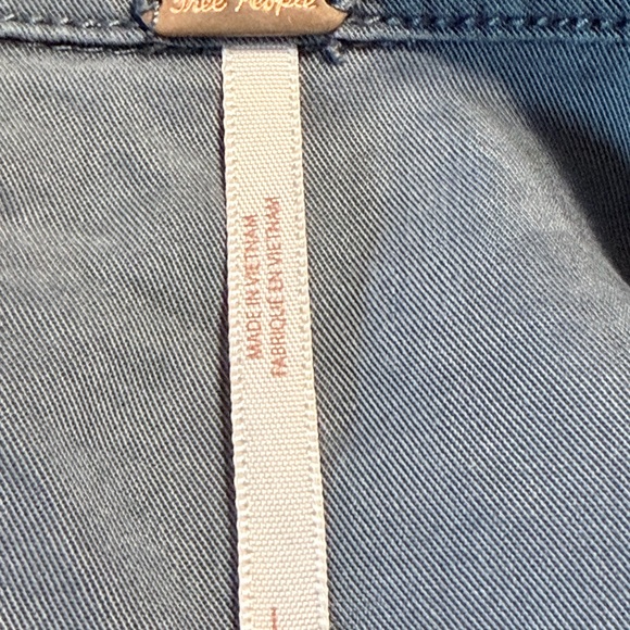 Free People Women’s Blue Utility Shirt Dress / Tunic w/Pockets – Size L - Picture 4 of 5